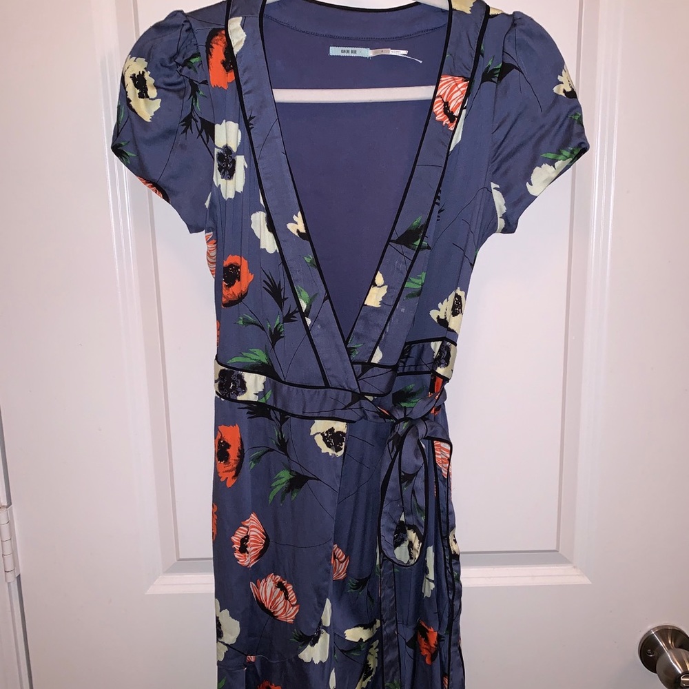Urban/kimchi blue slate floral print wrap dress - Picture 2 of 4